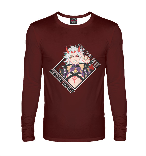 Мужской лонгслив с изображением Аратаки Итто. Геншин импакт цвета Белый