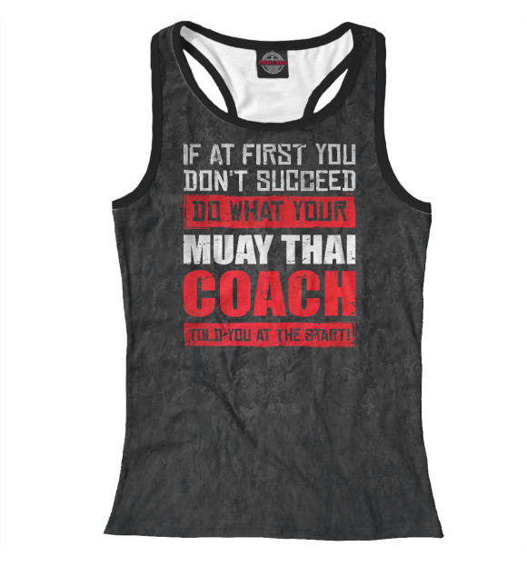 Женская майка-борцовка с изображением Muay Thai Coach Fighter цвета Белый