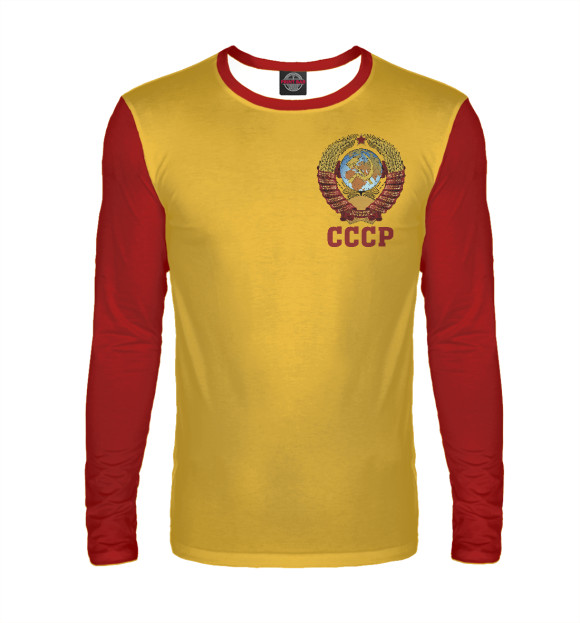 Мужской лонгслив с изображением Символ СССР на груди цвета Белый