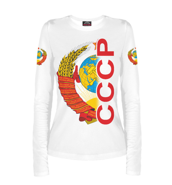 Женский лонгслив с изображением СССР цвета Белый