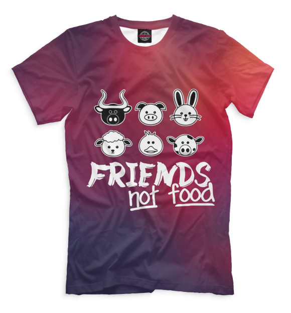 Мужская футболка с изображением Friends Not Food цвета Темно-бордовый
