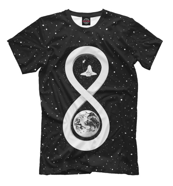 Мужская футболка с изображением Бесконечный космос цвета Черный