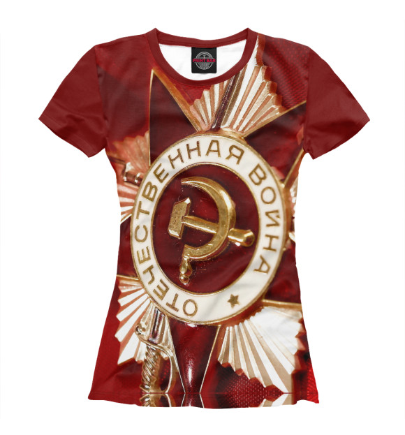 Футболка для девочек с изображением Орден ВОВ цвета Белый