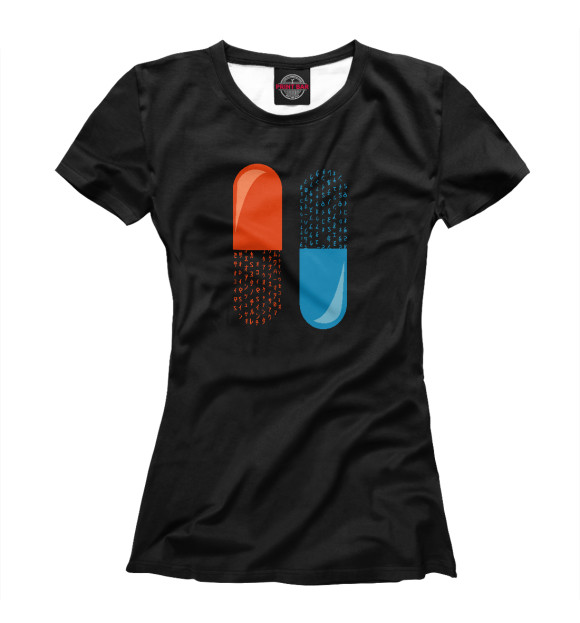 Женская футболка с изображением Matrix Таблетки цвета Белый