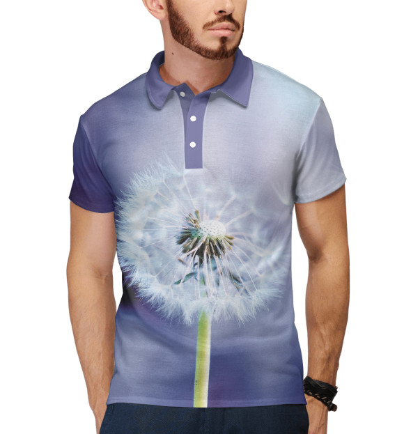 Мужское поло с притом Одуванчик цвета Белый Мужское поло с изображением Одуванчик цвета Белый