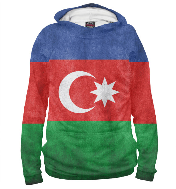 Худи для девочки с изображением Флаг Азербайджана цвета Белый