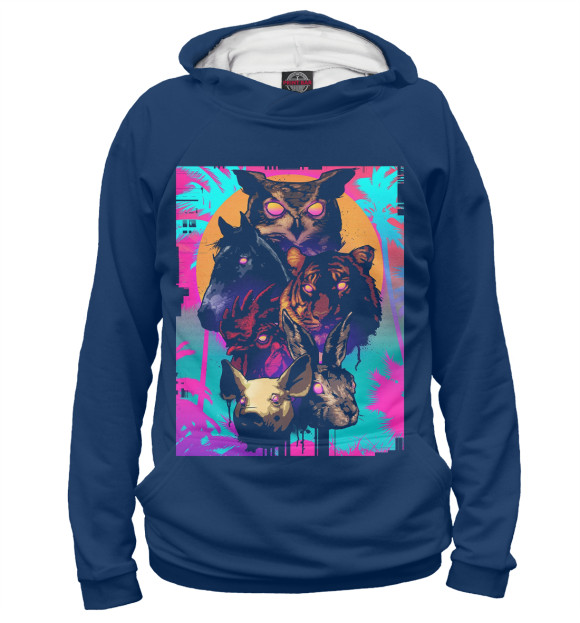 Женское худи с изображением Hotline Miami цвета Белый