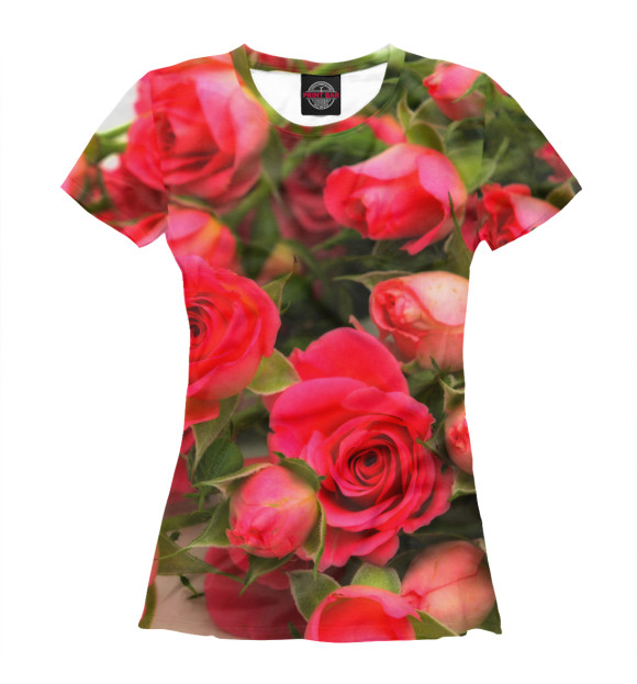 Женская футболка с изображением Розы цвета Белый