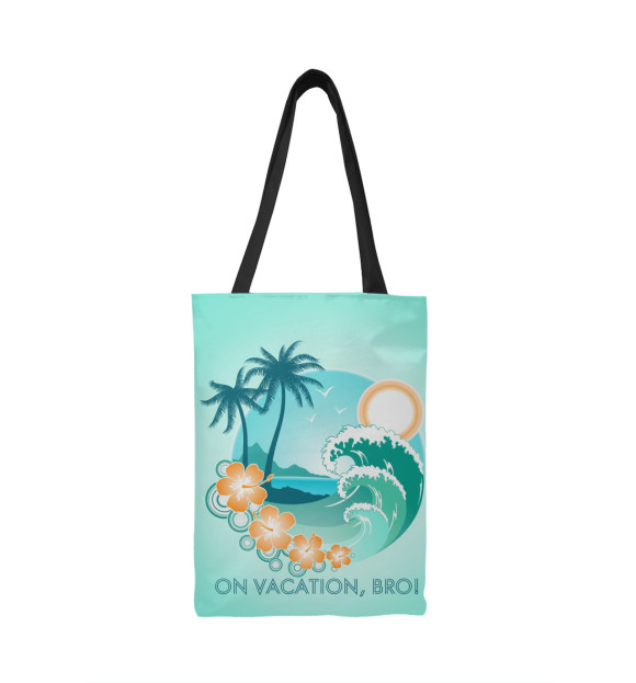 Сумка-шоппер с изображением Остров с пальмами цвета 