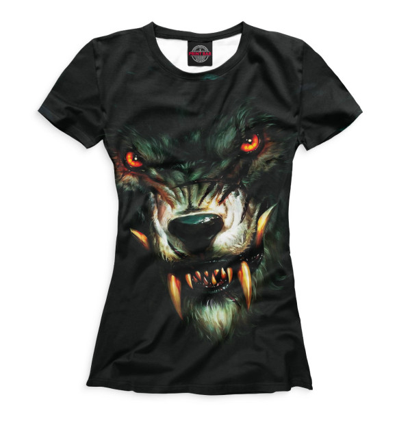 Женская футболка с изображением Волк цвета Белый