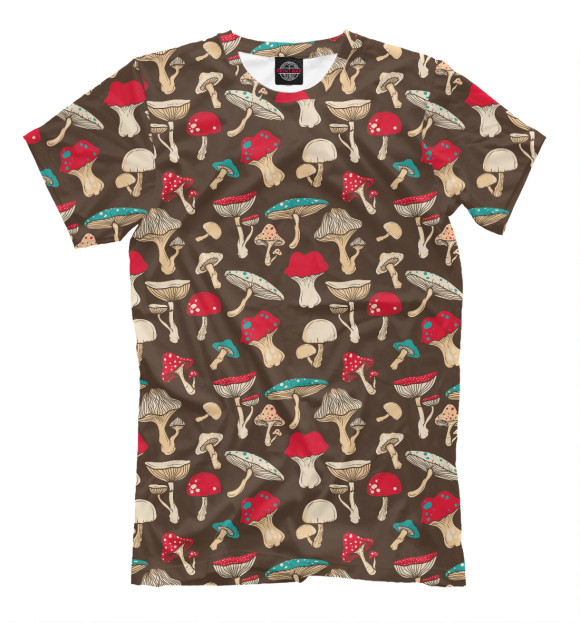 Мужская футболка с изображением Грибы цвета Белый