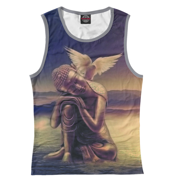 Женская майка с изображением БУДДА цвета Белый