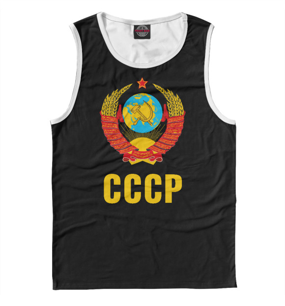 Майка для мальчика с изображением СССР черная цвета Белый