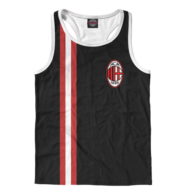 Мужская майка-борцовка с изображением ФК Милан цвета Белый