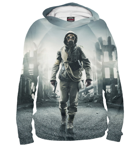 Мужское худи с изображением S.T.A.L.K.E.R. 2 цвета Белый