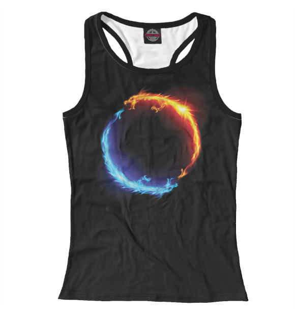 Женская майка-борцовка с изображением Огненные драконы цвета Белый