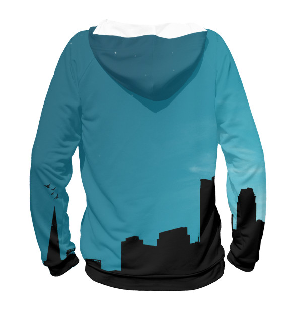 Женское худи с изображением Ночной город цвета Белый