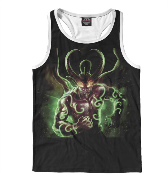 Мужская майка-борцовка с изображением Зеленый демон цвета Белый