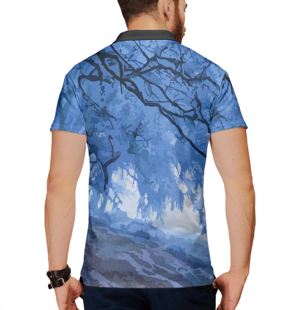 Мужское поло с изображением Ice forest цвета Белый