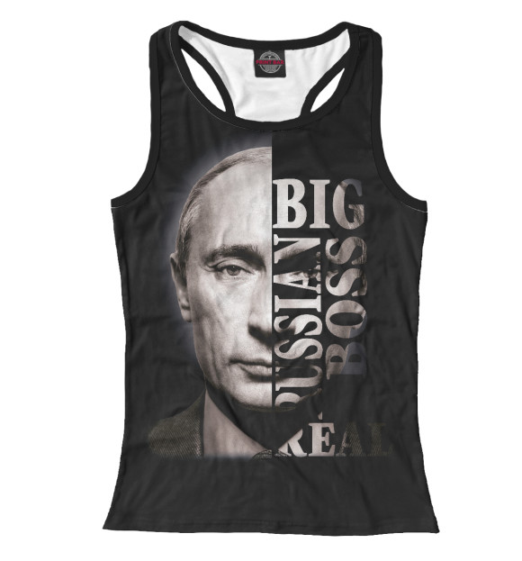 Женская майка-борцовка с изображением Big Russian Boss цвета Белый