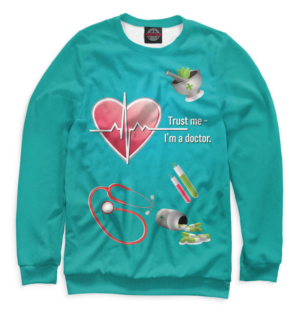 Свитшот для мальчиков с изображением Trust me - I'm a doctor цвета Белый