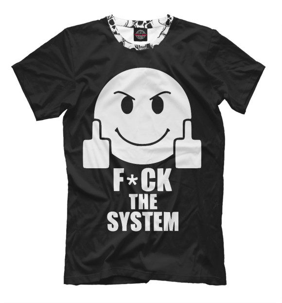 Мужская футболка с изображением Fuck the System цвета Белый