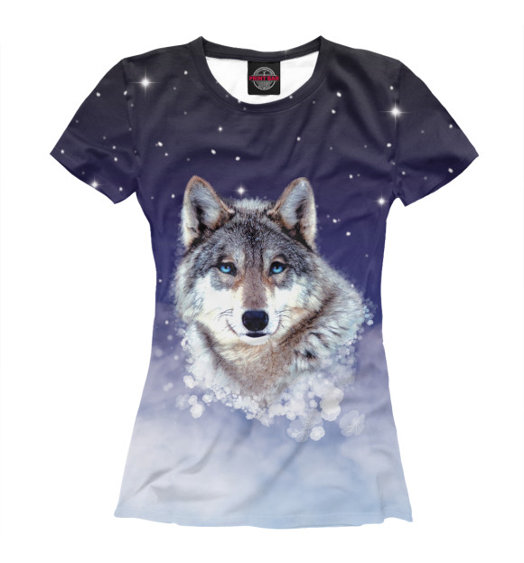 Женская футболка с изображением Ночной волк цвета Белый