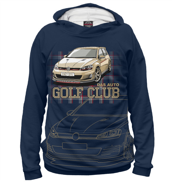 Мужское худи с изображением Golf mk7 цвета Белый