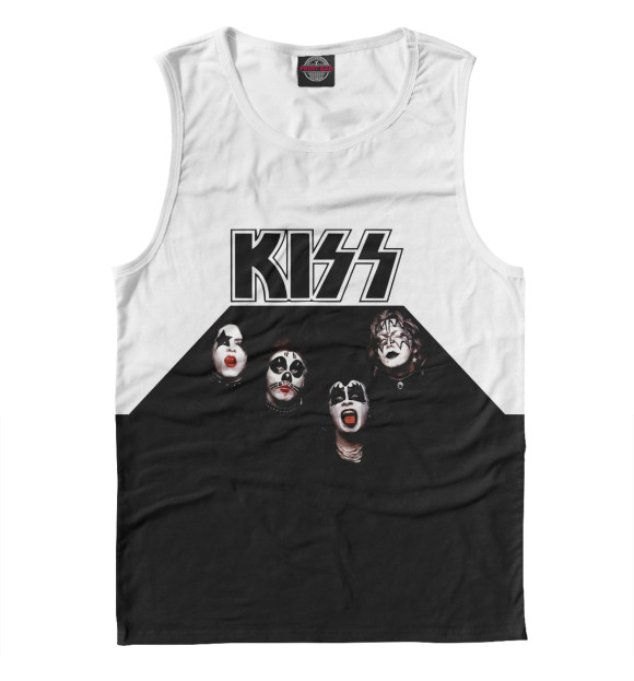 Мужская майка с изображением Kiss цвета Белый