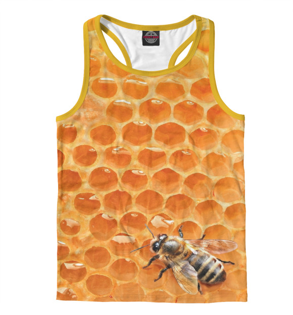 Мужская майка-борцовка с изображением Пчёлки цвета Белый