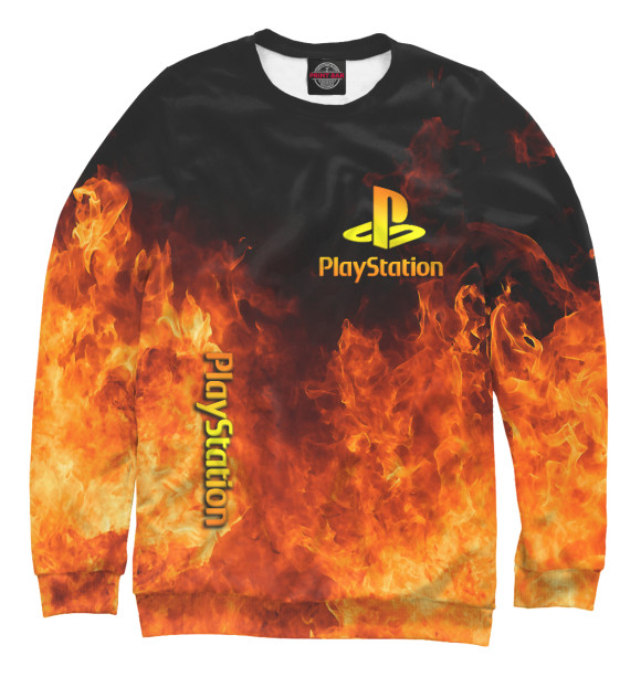 Свитшот для мальчиков с изображением Playstation в огне цвета Белый