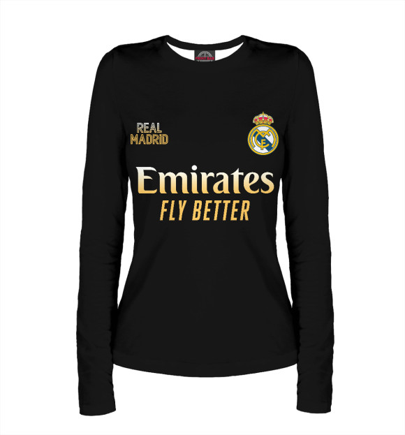 Женский лонгслив с изображением Real Madrid Gold цвета Белый