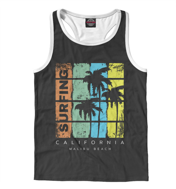 Мужская майка-борцовка с изображением Калифорния цвета Белый