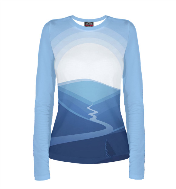 Женский лонгслив с изображением Пейзаж цвета Белый