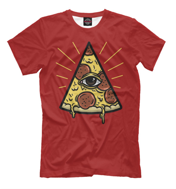 Мужская футболка с изображением Пицца цвета Светло-коричневый