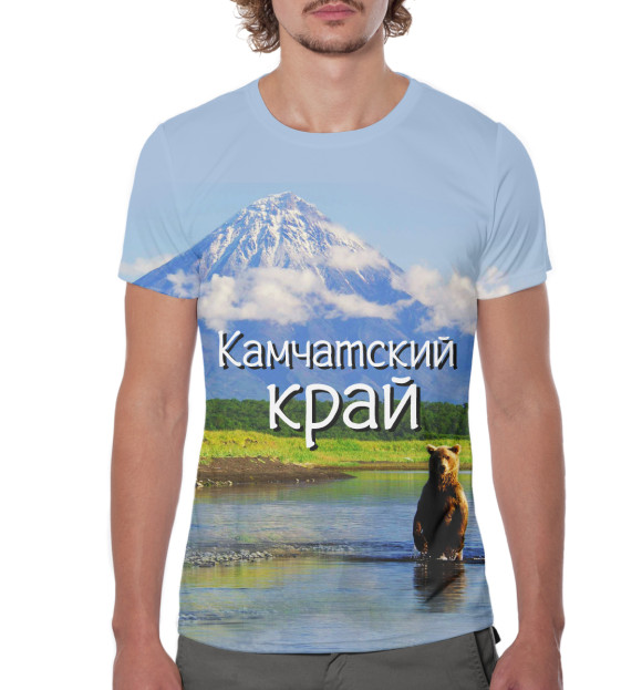 Мужская футболка с изображением Камчатский край цвета Белый