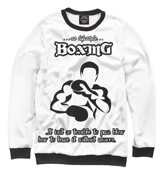 Женский свитшот с изображением BOXING цвета Белый