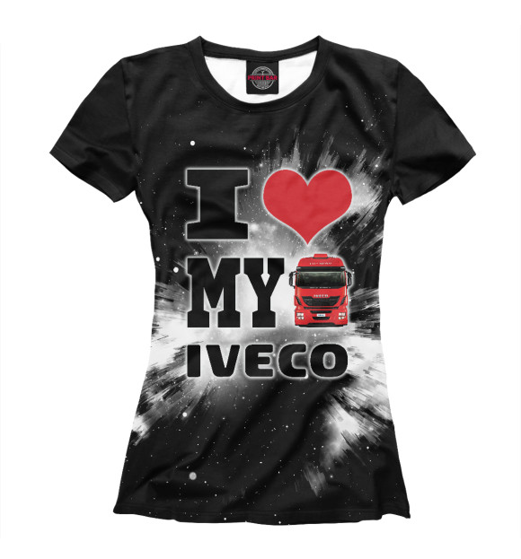 Женская футболка с изображением I love my IVECO цвета Белый