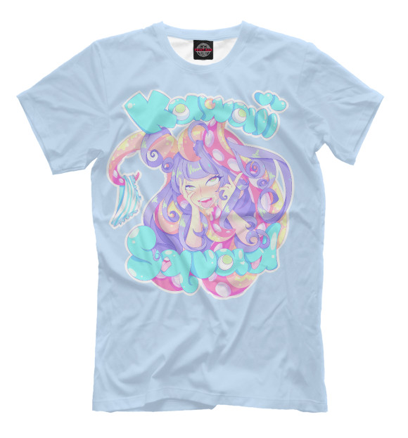 Мужская футболка с изображением Кавай Ахегао цвета Молочно-белый