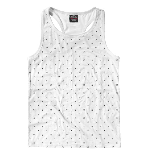 Мужская майка-борцовка с изображением Россия и СССР цвета Белый