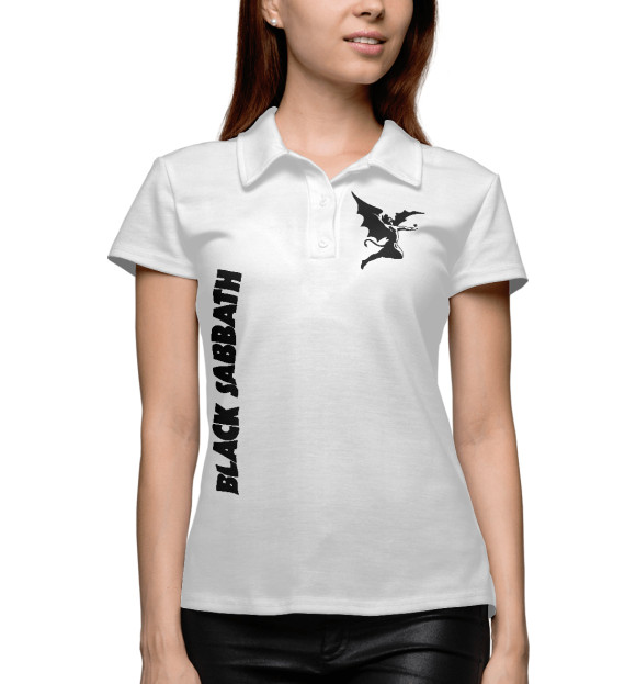 Женское поло с изображением Black Sabbath цвета Белый