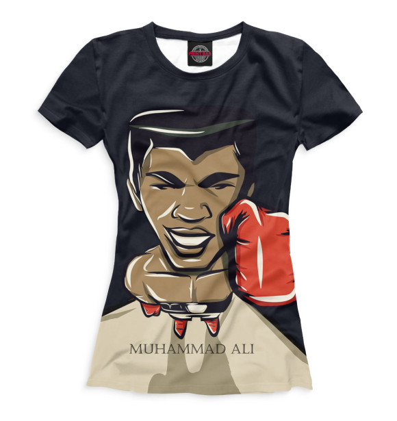 Женская футболка с изображением Мухаммед Али цвета Белый