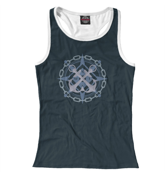 Женская майка-борцовка с изображением Якорь и роза ветров цвета Белый