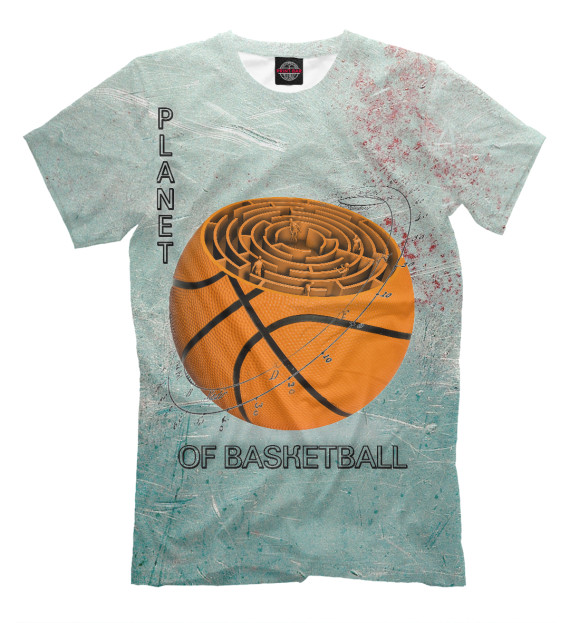 Мужская футболка с изображением Баскетбол цвета Серый
