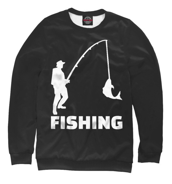 Мужской свитшот с изображением Рыбак цвета Белый