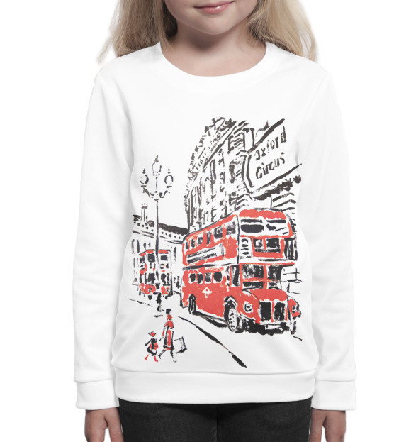 Свитшот для девочек с изображением Лондон цвета Белый