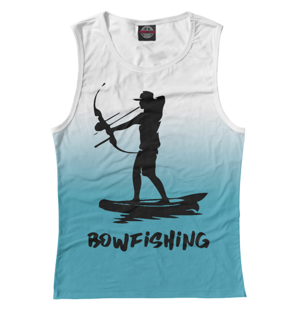 Женская майка с притом Bowfishing цвета Белый Женская майка с изображением Bowfishing цвета Белый