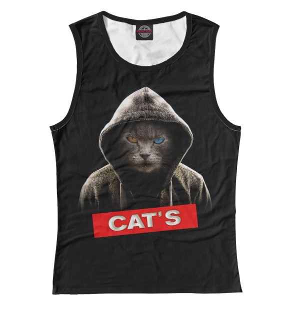 Майка для девочки с изображением Кот цвета Белый