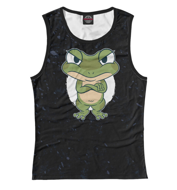 Майка для девочки с притом Angry Mad frog цвета Белый Майка для девочки с изображением Angry Mad frog цвета Белый