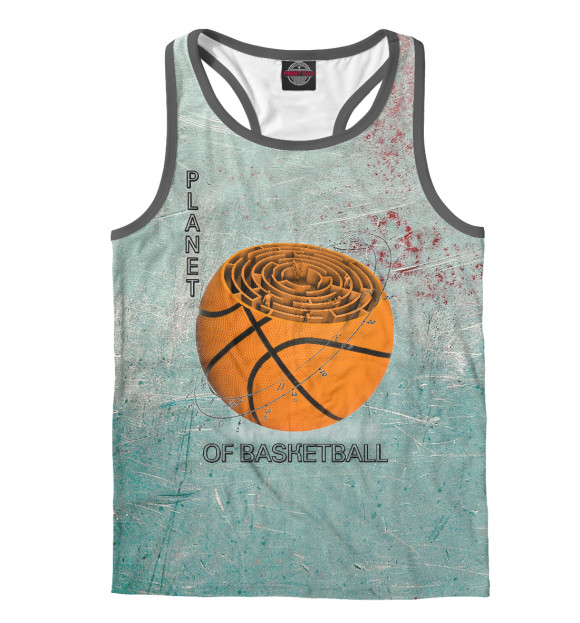 Мужская майка-борцовка с изображением Баскетбол цвета Белый